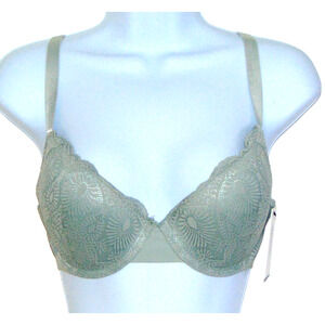 Jason Wu Underwire Push-Up Lace Bra 36C Slate Blue Scalloped Trim NWT
